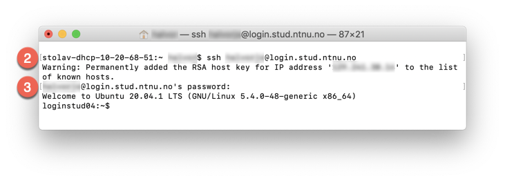Picture showing successful connection with SSH